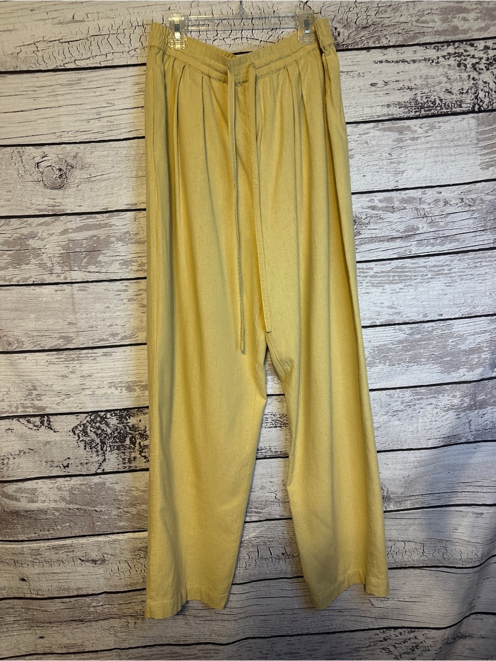 Vintage Selene Sport Paris 100% Silk Wide Leg Pull On Pants Yellow L
